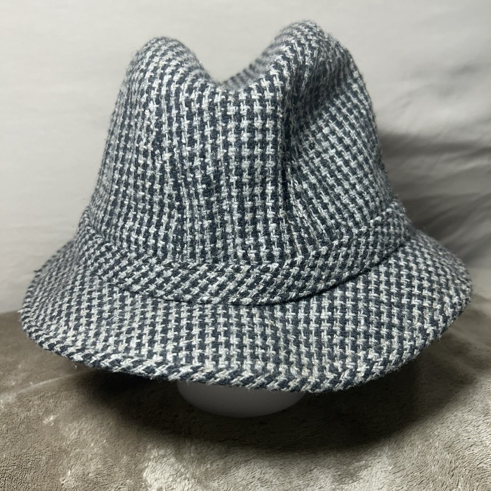 Vintage Totes Hat Mens XL Grey Houndstooth Walking Bucket Fedora Made In USA